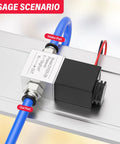 12V DC 1/4 Inch NPT 2 Way 2 Position Normally Closed Solenoid Air Valve For Pneumatic Systems Model 2V025-08 installed view
