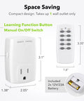 Wireless Remote Control Outlet Switch Kit With 5 Outlets And 2 Remotes, Compact Design, Plug-and-Play RF, 1250W 10A, White