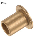Two Pack Bronze Flange Bearing Sleeve Set For Industrial Equipment With 10mm Bore, 14mm OD, 20mm Length, 2mm Flange Thickness, Self Lubricating Bushings, 2 pcs