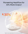 Heated Wearable Breast Pump S1 With HeatFlow Technology, transparent wearable pump with 30% output graphic