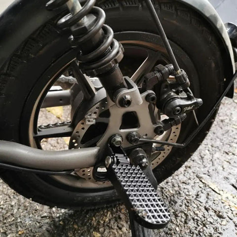 Stylish Foldable E-Bike Rear Footrests In Heavy Duty Aluminum Alloy Black For Passenger Comfort And Stability On Any Commute Or Road Trip Adventure, rear wheel