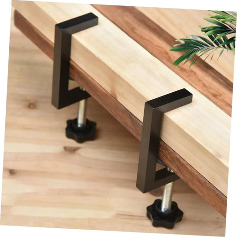 2 Pack Adjustable Wicker Furniture Clips for Outdoor Patio Sofas and Rattan Chairs, easy install on wood surface.