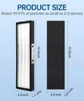 True HEPA B Replacement Filters For GermGuardian And Black Decker Air Purifiers, product size shown, 15.5x4.8x1.1 inches