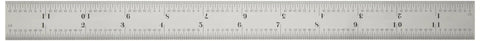 12-Inch Spring Tempered Steel Ruler With 1-Inch Width And 3/64-Inch Thickness, C616R-12, Satin Chrome Finish, Quick-Reading Graduations