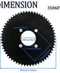 60 Tooth Rear Chain Sprocket Steel 4 Hole 2 Inch Bore For Mini Bike Go Kart ATV Quad Trike with dimensions shown