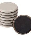 Heavy Duty Furniture Sliders 8 Pack Moving Pads For Hardwood Floors And Carpet Easy Glide round pads, 3.5 inches wide, gray with anti-slip base.