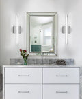 Lit Modern LED Vanity Light Bar For Bathroom, 16 Inch Chrome Mirror Light Fixture over stylish sink and mirror