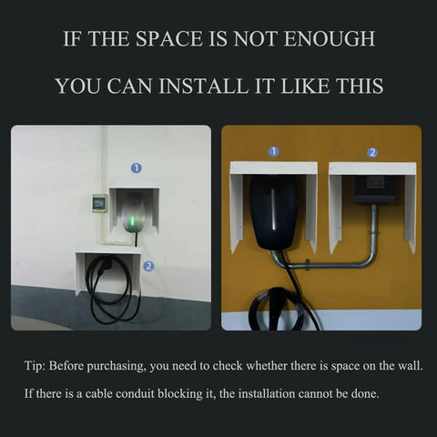 Heavy Duty EV Charger Canopy And Steel Roof Awning That Kicks Out Rain And Sun Guards Outdoor Posts with installation tips and wall space indication.
