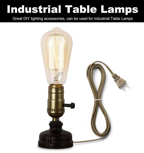 DIY Lamp Making Kit With 12 Foot Brown Cord And 3-Way Socket For Repair Or Rewire Of Table And Floor Lamps, Includes Harp Base, Decorative Neck
