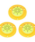 Nexarelle 3pcs Round Bubble Level D:48.9mm, H: 9.2mm Yellow/Green with clear bubble and marked scale for precise leveling.