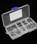 Stainless Steel Retaining Ring Set 120Pc Kit Snap Ring Circlip Assortment 9Mm To 14Mm with Box, visible from the side