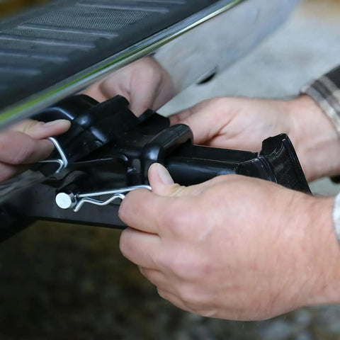 Heavy Duty Stainless Steel Roll Pins And Cotter Pins Kit 30 Piece Assortment For Trailer Hitches in use on a truck