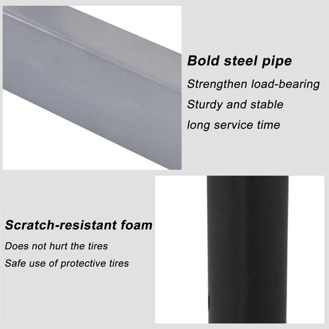 Close-up of bold steel pipe and scratch-resistant foam on Heavy Duty Metal Rolling Tire Rack, Built Like A Rock Mobile Wheel Storage Cart.