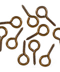 Kickass 14mm Screw Eye Hooks Hella Durable For Jewelry Making And Arts And Crafts Projects Hanging Cord Twine And DIY Home Decor Supplies Bronze Silver Gold Color Bulk Pack, set of bronze screw eye hooks.
