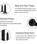 600 Piece Small Wood Screws Kit Self Tapping Phillips Drive M3 And Size Four 6 8 10 12mm Black Carbon Steel Short Cabinet And Tiny Screws For Electronics DIY Micro Woodworking, deep thread black screws