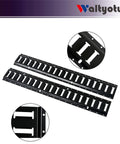 Heavy Duty Two Pack Track Tie Down Rails For Vans And Trailers Rock Solid Galvanized Steel showing two black steel rails with twelve slots each.