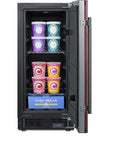 Heavy Duty 2.45 Cubic Foot Frost Free Upright Commercial Freezer Featuring Snap Cold Cooling And Brushed Stainless Shell Built For Daily Hustle In Cafes And Concession Windows with gelato pints inside.
