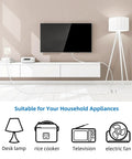 Indoor Extension Cord Two Pack With Six Foot Length Two Prong Plug Three Polarized Outlets power setup in living room