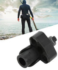 Diver with speargun and Ultra Lightweight Spearfishing Muzzle For Speargun Beefy High Strength ABS Build, ocean backdrop