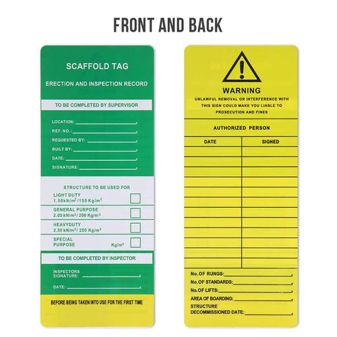Heavy Duty Scaffold Status Holders And Safety Inspection Tags With Clear Danger Labels For Construction Crews Weatherproof Tear Resistant Build Includes Ten Piece Kit For No Fuss Setup And Serious Job Site Peace Of Mind