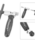 Gray bike chain breaker tool universal for 7 to 11 speed chains, compact and portable with ergonomic grip, detailed view
