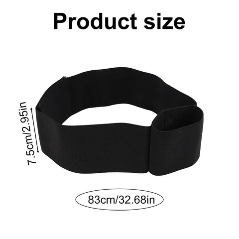 Golf Swing Arm Band Training Aid For Correct Posture And Smooth Swing Plane, size labeled as 83x7.5cm black nylon band.