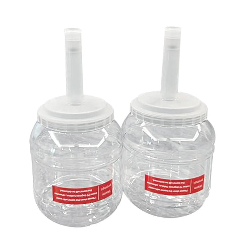 Heavy Duty Commercial Snow Cone Shaver Grinding Down Ice Blocks To Whip Up 198 Pounds Of Silky Shaved Flakes Daily With Tough Steel Cutters And Dependable Air Cooling For Street Vendors And Dessert Shops - Clear plastic syrup dispensers with white lids.