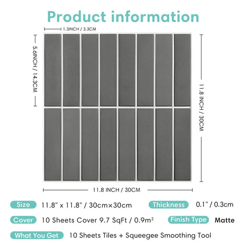 Product information for 3D Matte Green Peel And Stick Tiles Pack Of Ten Eleven Point Eight Inch Square PVC Backsplash Tiles.