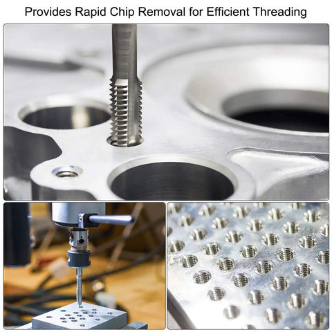 1/8-27 NPS Pipe Tap With 3 Straight Flutes, High Speed Steel Threading Tool For Metalworking in action on metal surface