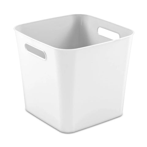 Three Pack White Plastic Storage Cubes 11 By 11 By 10 Inches BPA Free Space Saving Stackable Bins With Handles