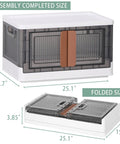 Ultra Large Collapsible Storage Bins With Lids Heavy Duty Plastic Stackable Containers shown in sized, one assembled and one folded.