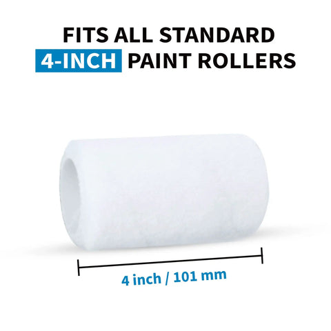 No Fuzz 4 Inch Paint Roller Covers 6 Pack Replacement Roller Refills For Exterior Walls Smooth Half Inch Nap Premium Quality Roller Set