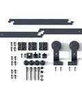 Built Tough Heavy Duty Bi Folding Sliding Barn Door Hardware Kit For Two Doors, 3.3 Feet Track, Carbon Steel With Frosted Black Finish