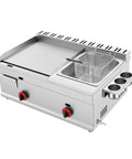 Pro Grade 6L Commercial Gas Deep Fryer With Dual Temperature Control Stainless Steel Fry Basket and Flat Top Griddle Cart