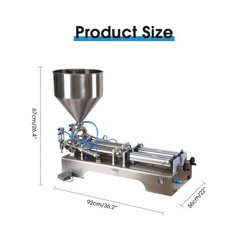 Plug And Play Semi Automatic Pneumatic Paste Filling Machine Stainless Steel Dual Head Viscous Liquid Dispenser side view with dimensions