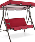 Outdoor Patio Swing Canopy Replacement Cover For Three Seater Cushions Red Waterproof Durable 210D Oxford Cloth Weather Resistant