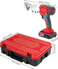 Heavy Duty 21V Cordless Sheet Metal Shear With Brushless Motor And Batteries with red tool case and chrome vanadium steel head.
