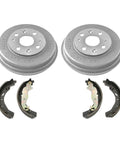 Premium Rear Brake Shoes Kit With Springs 4pc For Mazda2 Models Fitment Covers All Years From 2011 To 2015 Ensures Rock Solid Stopping Power And Smooth Performance Without Breaks Or Vibrations Ever Again. 4pc rear drum brake shoes and 2 brake drums for Mazda2 2011-2015