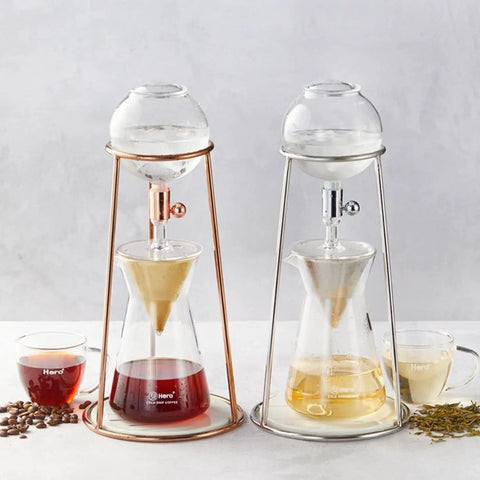 600 mL Detachable Cold Brew Coffee Dripper Tower With Adjustable Water Flow, stainless steel and borosilicate glass for iced coffee.