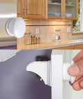 Magnetic Cabinet Locks For Babies Easy No Tool Install Baby Proofing Locks For Cabinets Drawers Doors And Kitchen Strong Adhesive 8 Pack With 2 Keys For Kid Safe Home And Peace Of Mind showing lock on cabinet