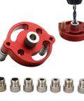 Pro Grade Drill Guide Locator With Vertical Self Centering Dowel Jig Kit And 3/4/5/6/7/8/9/10mm Drill Bushings in red