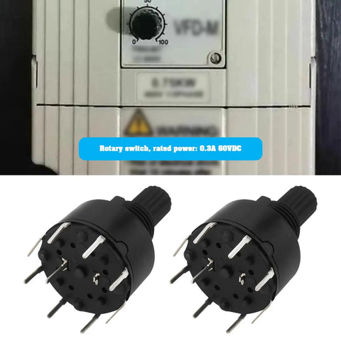 4 Pack Plug And Play 16mm Rotary Switch Kit With 1 Pole And 8 Positions Washer And Nut Black RS16 IP66 Rated 60V 0.3A