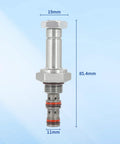 Pro Grade Solenoid Valve Coil And Hydraulic Spool Valve Stem Element Kit Replacement for Bobcat Skid Steer shown with dimensions