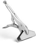 Heavy Duty 10 Inch Locking Sheet Metal Clamps, High Carbon Steel Welding Pliers with Nickel Plate Finish, detailed angle view.