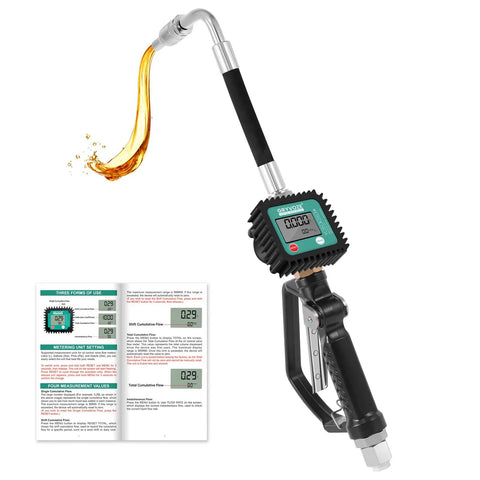 Digital Oil Control Valve Flow Meter Dispenser Nozzle For Pro Grade Oil Gun with manual and oil flow display