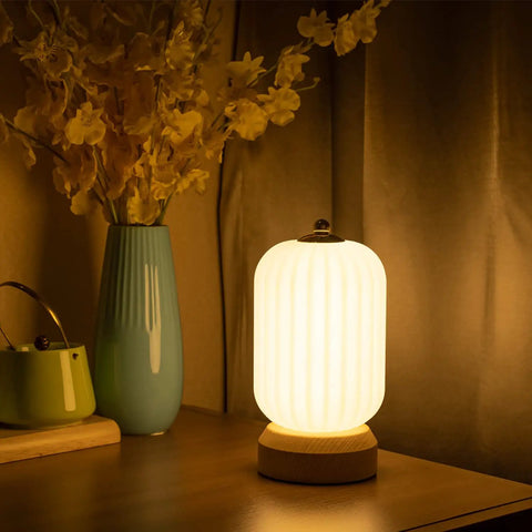 Cozy Small Table Lamp For Bedroom And Nightstand, Kid Friendly Minimalist Solid Wood Desk Lamp For Kids Room And Living Room