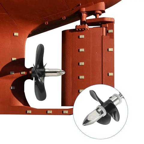 Drive Shaft With Propeller Universal Joint Kit For RC Boats 250mm Shaft 200mm Sleeve 36mm Propeller Stainless Steel 3 Blade Paddle Fits 2.30mm Motor Shaft DIY Upgrade And Repair For RC Boats installed view on marine engine.
