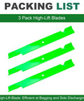 High Lift Lawn Mower Blades 3 Pack For 60 Inch Decks Fits Bad Boy Exmark Gravely Hustler Toro Titan Timecutter ZT60 CZT60 Elite