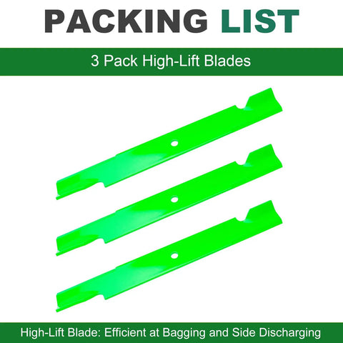 High Lift Lawn Mower Blades 3 Pack For 60 Inch Decks Fits Bad Boy Exmark Gravely Hustler Toro Titan Timecutter ZT60 CZT60 Elite