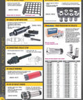 Various 5C collets and accessories for machine tools, including collet racks, collet stops, wrenches, and high precision collets.